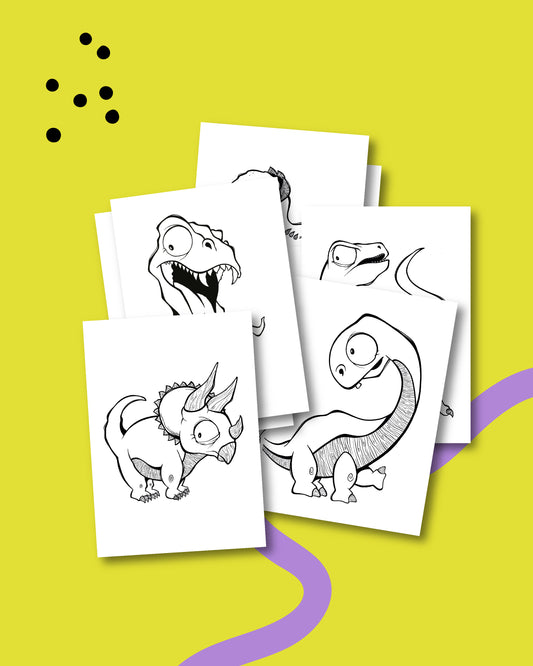 Affichettes à colorier :: Les dinosaures (5x7)